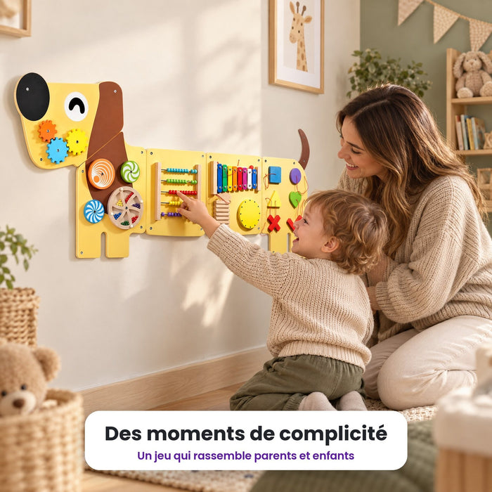 Busy board mural Chien : enfant qui joue
