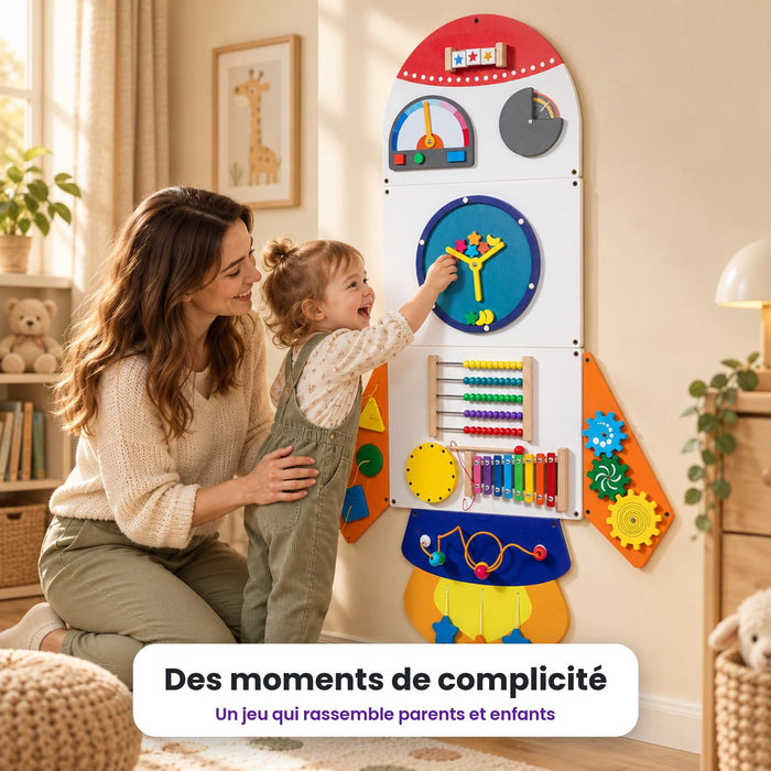 Busy board mural Fusée blanche : enfant qui joue