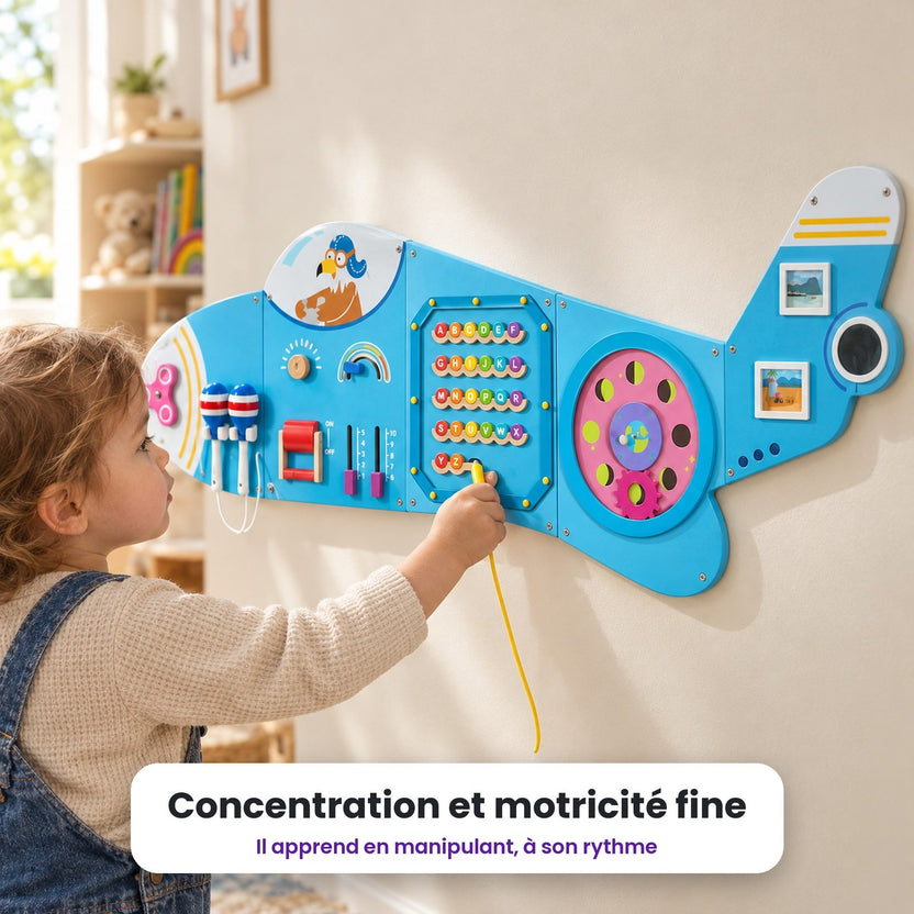 Wall Busy Board Pilot's Airplane – Montessori | Kiddiprint