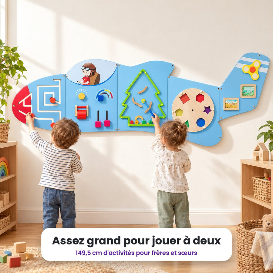 Busy board mural Avion labyrinthe : enfant qui joue
