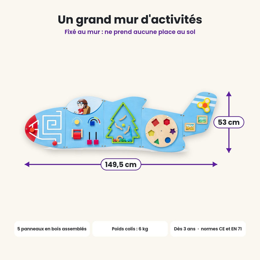 Dimensions du busy board Avion labyrinthe