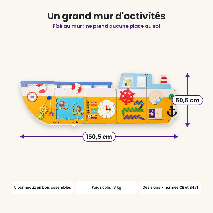 Dimensions du busy board Bateau du capitaine