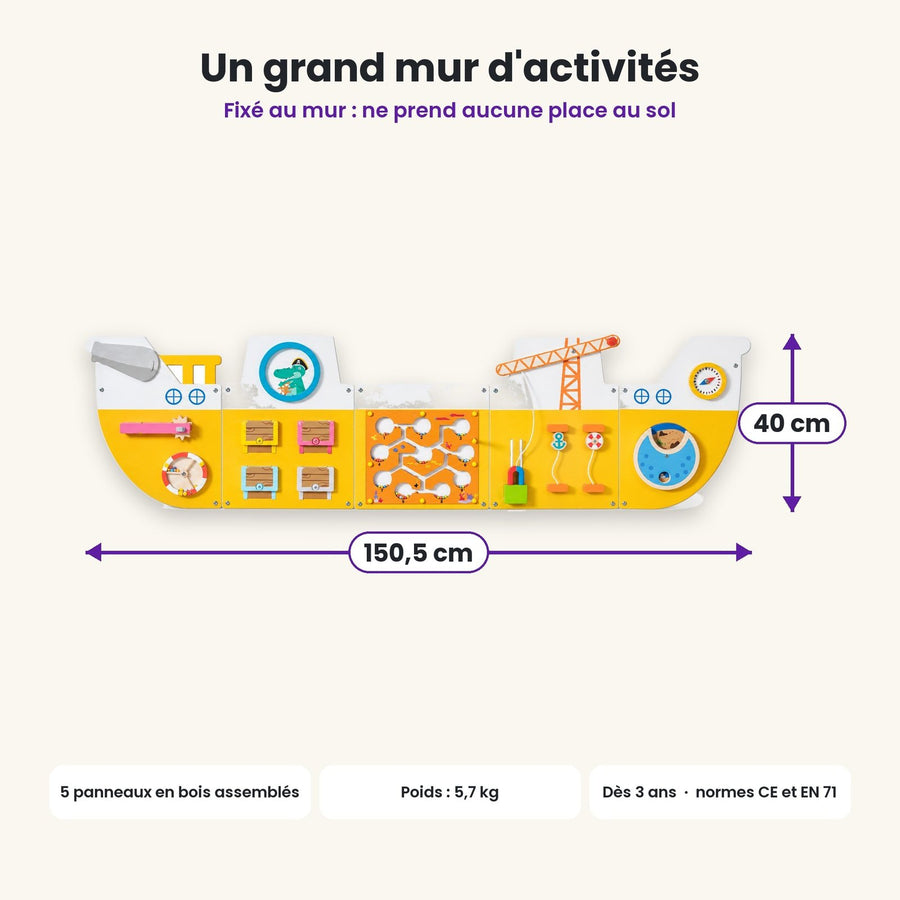 Dimensions du busy board Bateau grue
