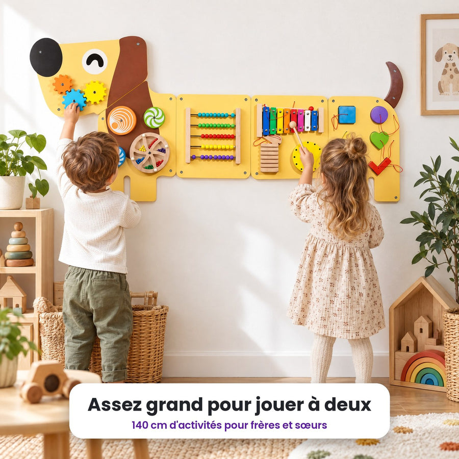 Busy board mural Chien : enfant qui joue