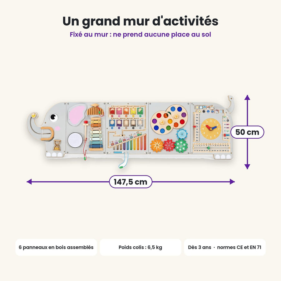 Dimensions du busy board Éléphant