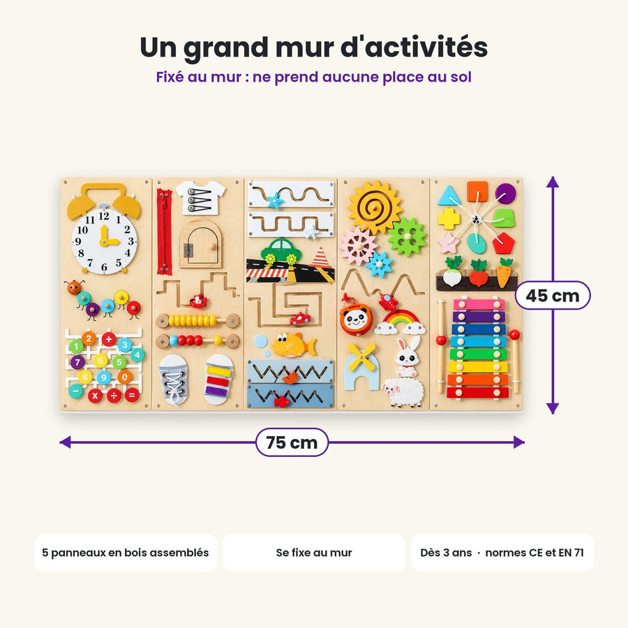 Dimensions du busy board Grande planche Montessori