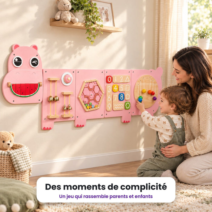 Busy board mural Hippopotame rose : enfant qui joue