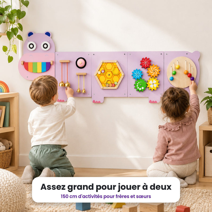Busy board mural Hippopotame violet : enfant qui joue