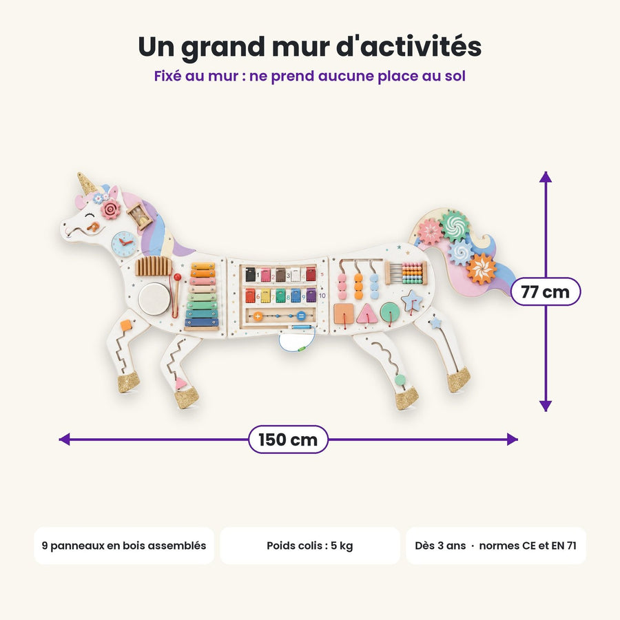 Dimensions du busy board Licorne