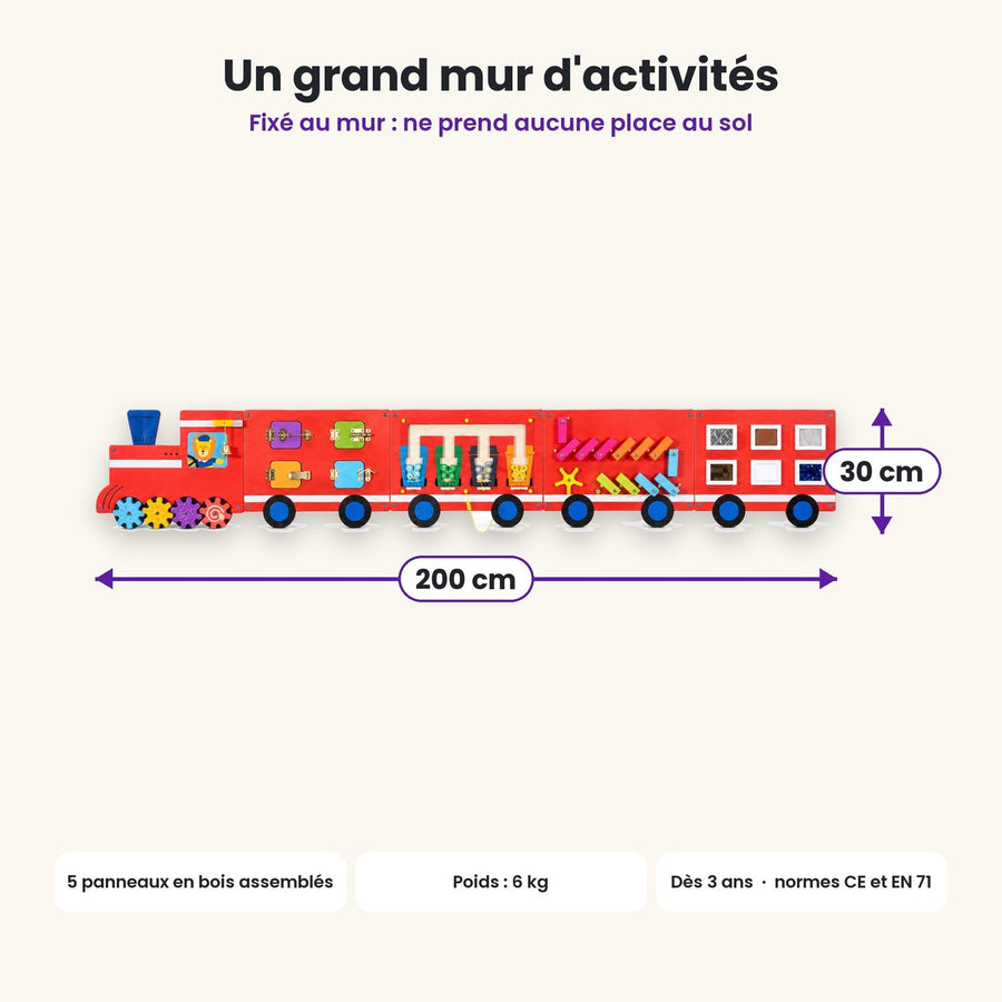Dimensions du busy board Locomotive rouge