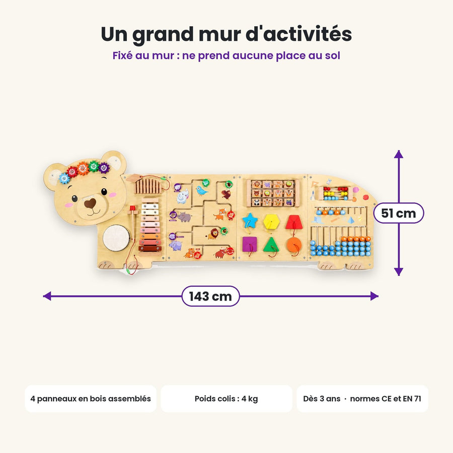 Dimensions du busy board Ourson