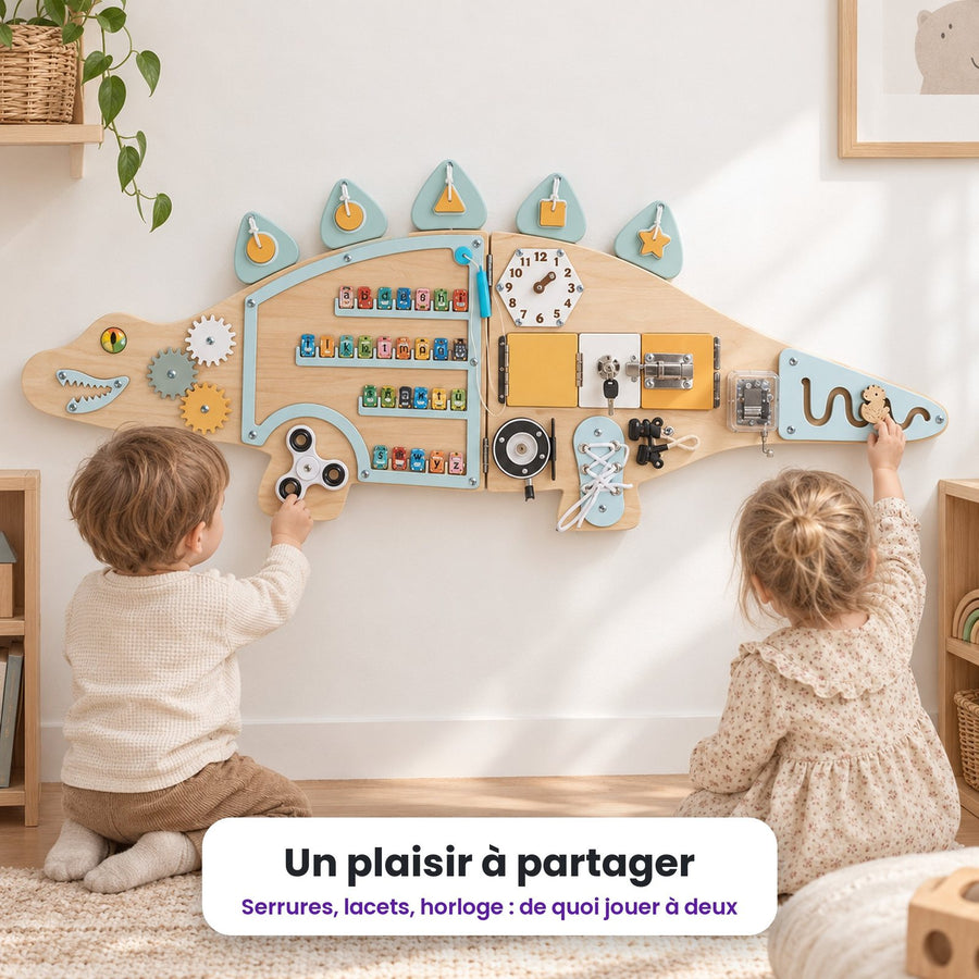 Busy board mural Stégosaure : enfant qui joue