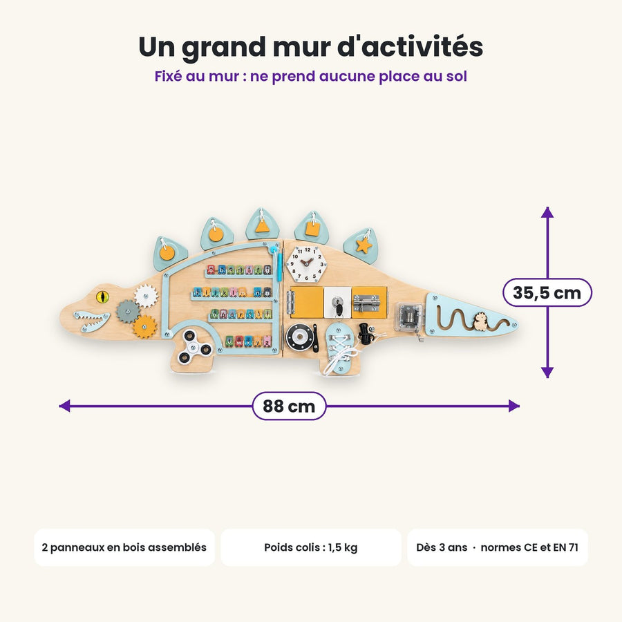 Dimensions du busy board Stégosaure