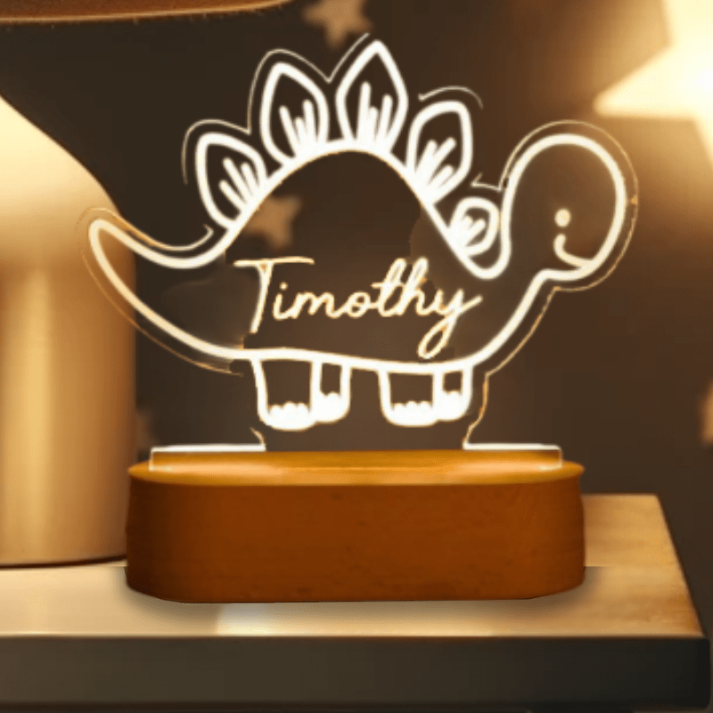kiddiprint.com Dinosaure Kiddilight™ - Veilleuse LED Personnalisée - Douceur et Rêverie pour Chambre d'Enfant