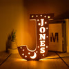 kiddiprint.com J / 19cm KiddiLight™ -  Veilleuse Personnalisée en Bois avec Prénom - Lettre Alphabet Ciel Étoilé