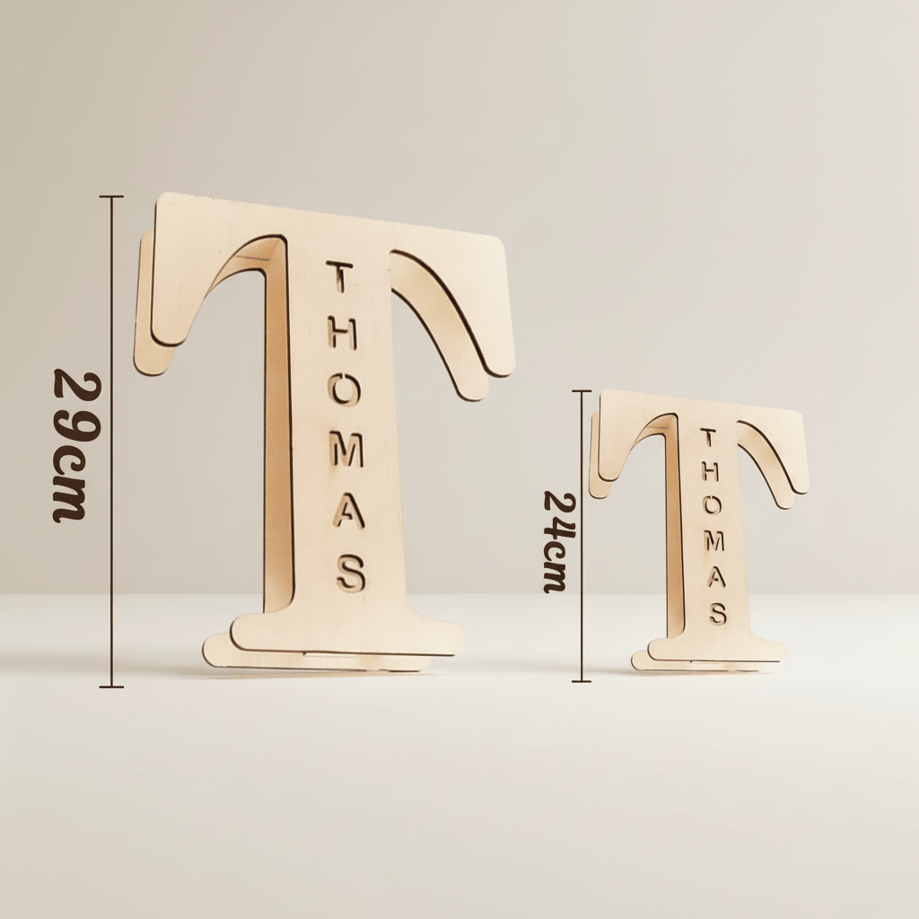 kiddiprint.com Veilleuse KiddiLight™ - Veilleuse LED Personnalisée en Bois - Lettre Alphabet avec Prénom Gravé