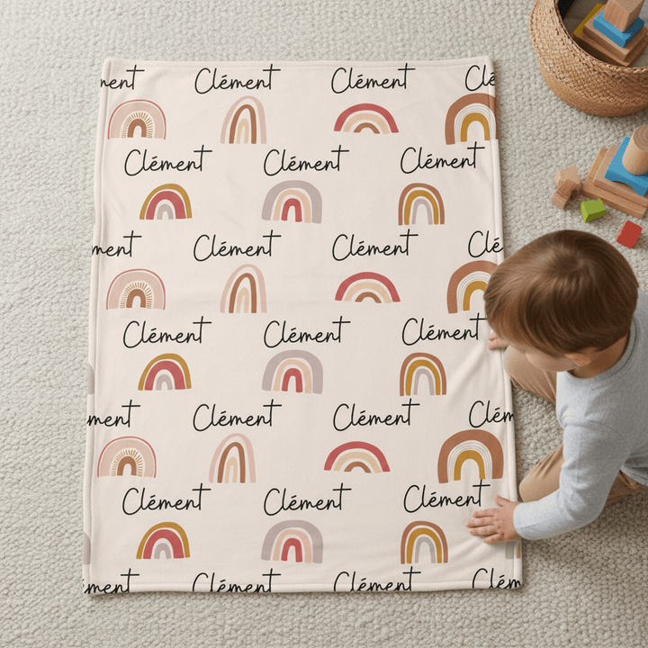 kiddiprint.com Couverture KiddiMinky™ AllRainbow - Couverture Plaid Personnalisée Prénom Bébé