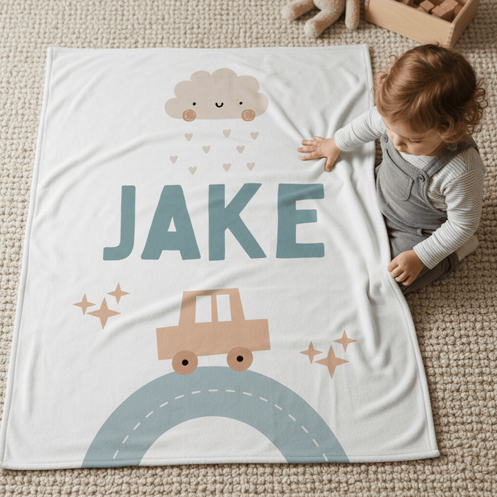 kiddiprint.com Couverture KiddiMinky™ Baby RoadTrip - Couverture Plaid Personnalisée Bébé