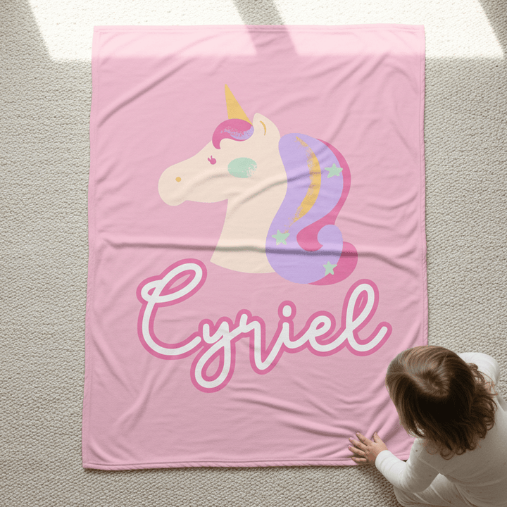 kiddiprint.com Couverture KiddiMinky™ Big Licorne - Couverture Plaid Personnalisée Bébé