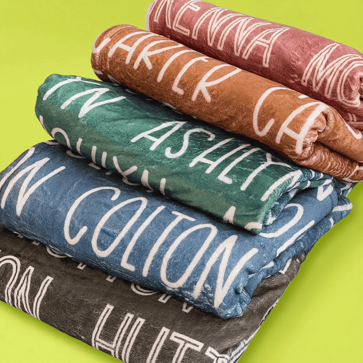 kiddiprint.com Couverture KiddiMinky™ - Couverture Plaid Couleur Personnalisée Prénom Bébé