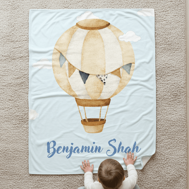 kiddiprint.com Couverture KiddiMinky™ Mongolfière - Couverture Plaid Personnalisée Bébé