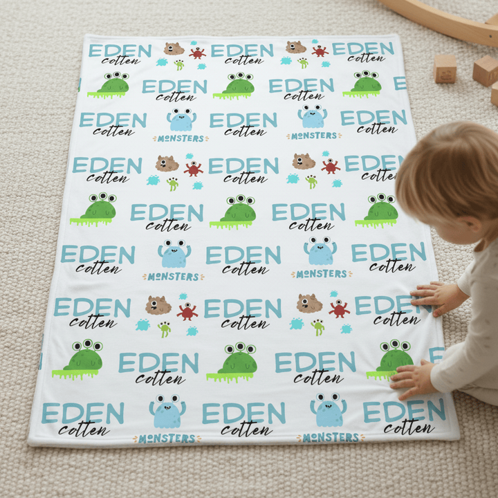 kiddiprint.com Couverture KiddiMinky™ Monsters Mignons - Couverture Plaid Personnalisée Bébé