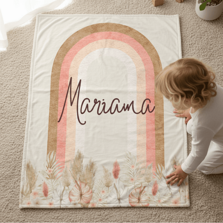 kiddiprint.com Couverture KiddiMinky™ Rainbow Boho - Couverture Plaid Personnalisée Bébé