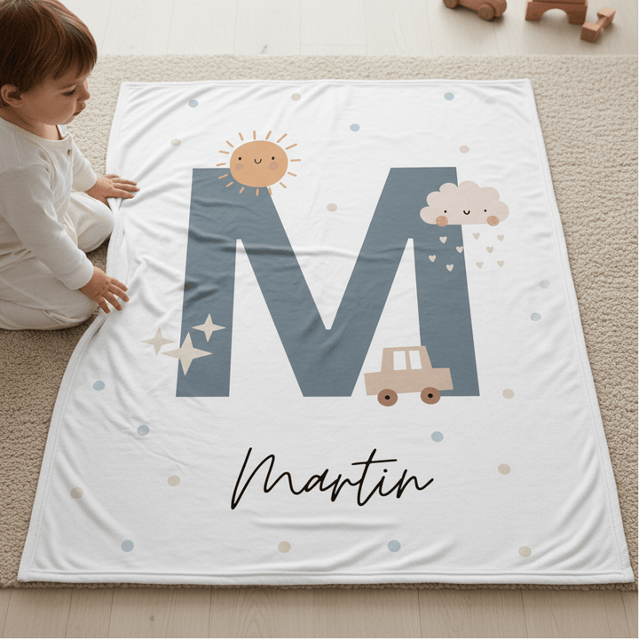 kiddiprint.com Couverture KiddiMinky™ SunCloud Friends - Couverture Plaid Personnalisée Bébé