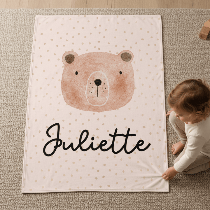 kiddiprint.com Couverture KiddiMinky™ Teddy Bear - Couverture Plaid Personnalisée Bébé