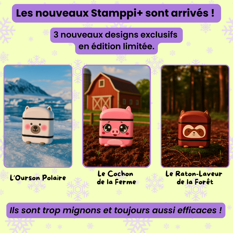 kiddiprint.com Tampon Stamppi+ - Tampon Textile Personnalisé Double Face Pour Vêtement