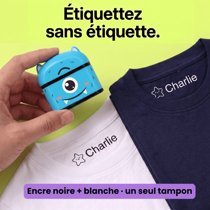 kiddiprint.com Tampon Stamppi+ - Tampon Textile Personnalisé Double Face Pour Vêtement.