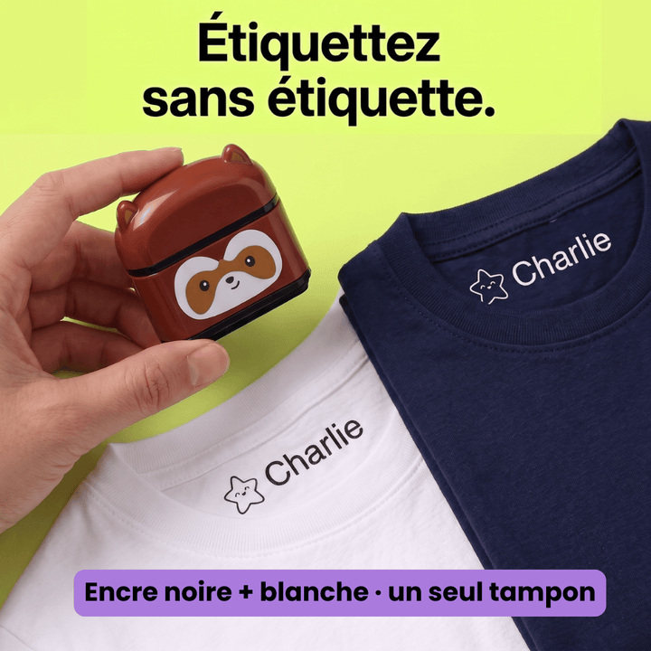 kiddiprint.com Tampon Stamppi+ - Tampon Textile Personnalisé pour Vêtement et Objet + Recharge