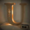 kiddiprint.com U / 24cm KiddiLight™ - Veilleuse LED Personnalisée en Bois - Lettre Alphabet avec Prénom Gravé