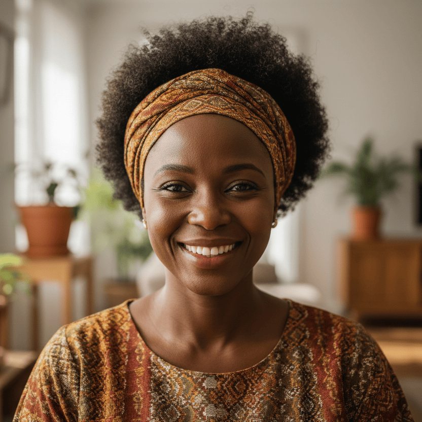 photo de face d'une mamam afro